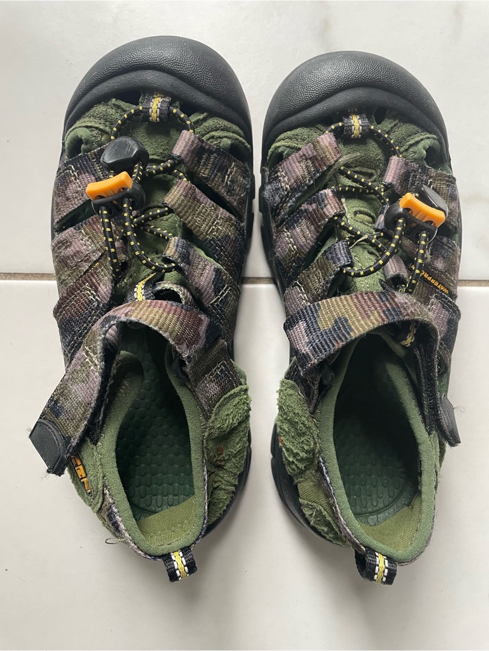 Keen Kids Olive Green Camo Sandals with Black Toe